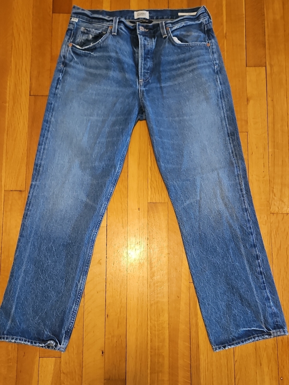 Citizens Of Humanity Straight-Leg Mid Blue Jeans